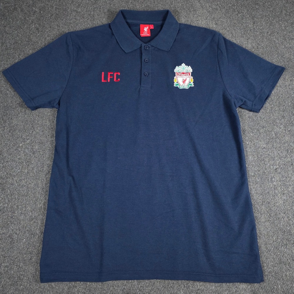 Liverpool FC Polo Shirt Mens Large Navy Blue LFC Embroidered Soccer Blokecore